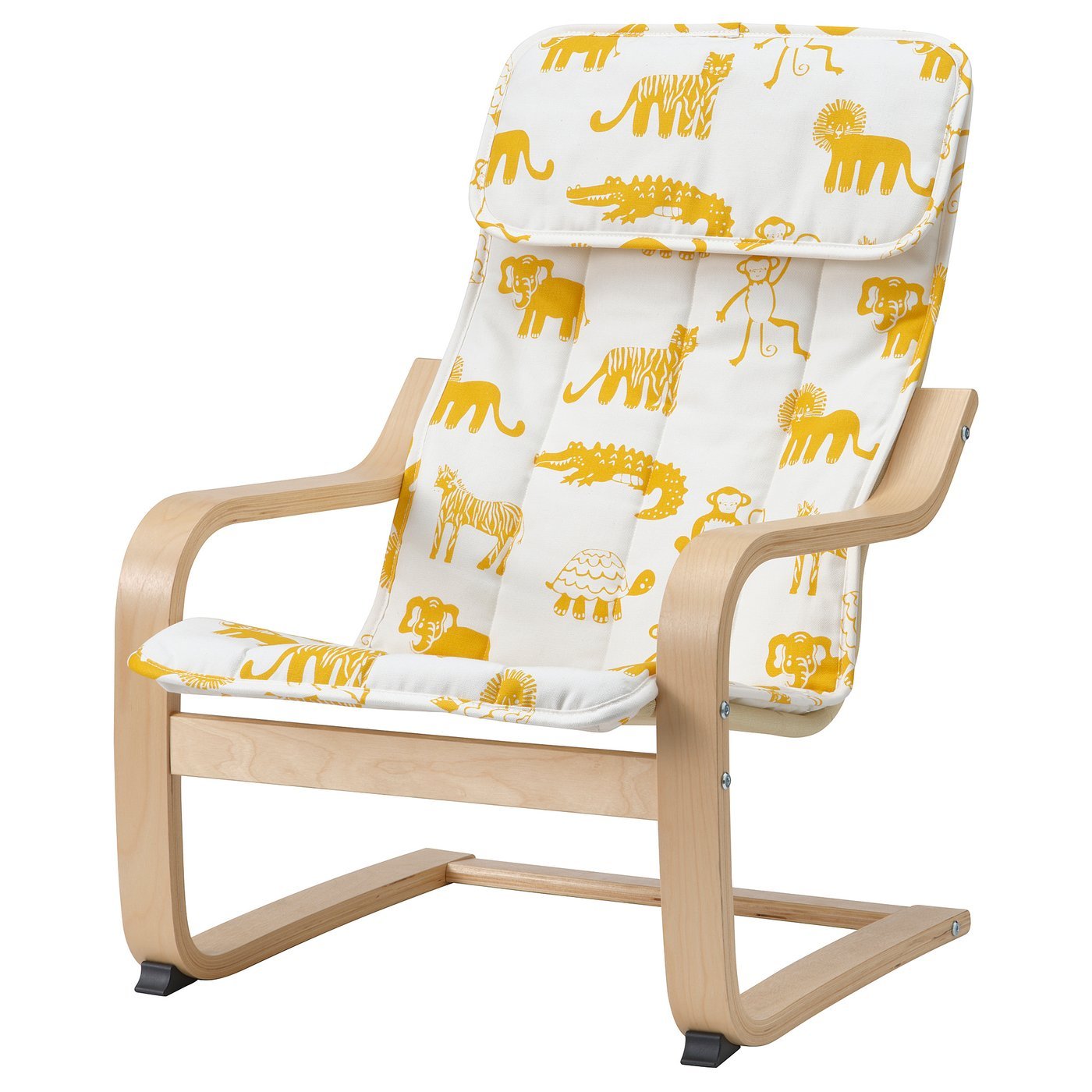 ChairMiniZoo – Children's armchair, birch veneer/Skogbo animal pattern